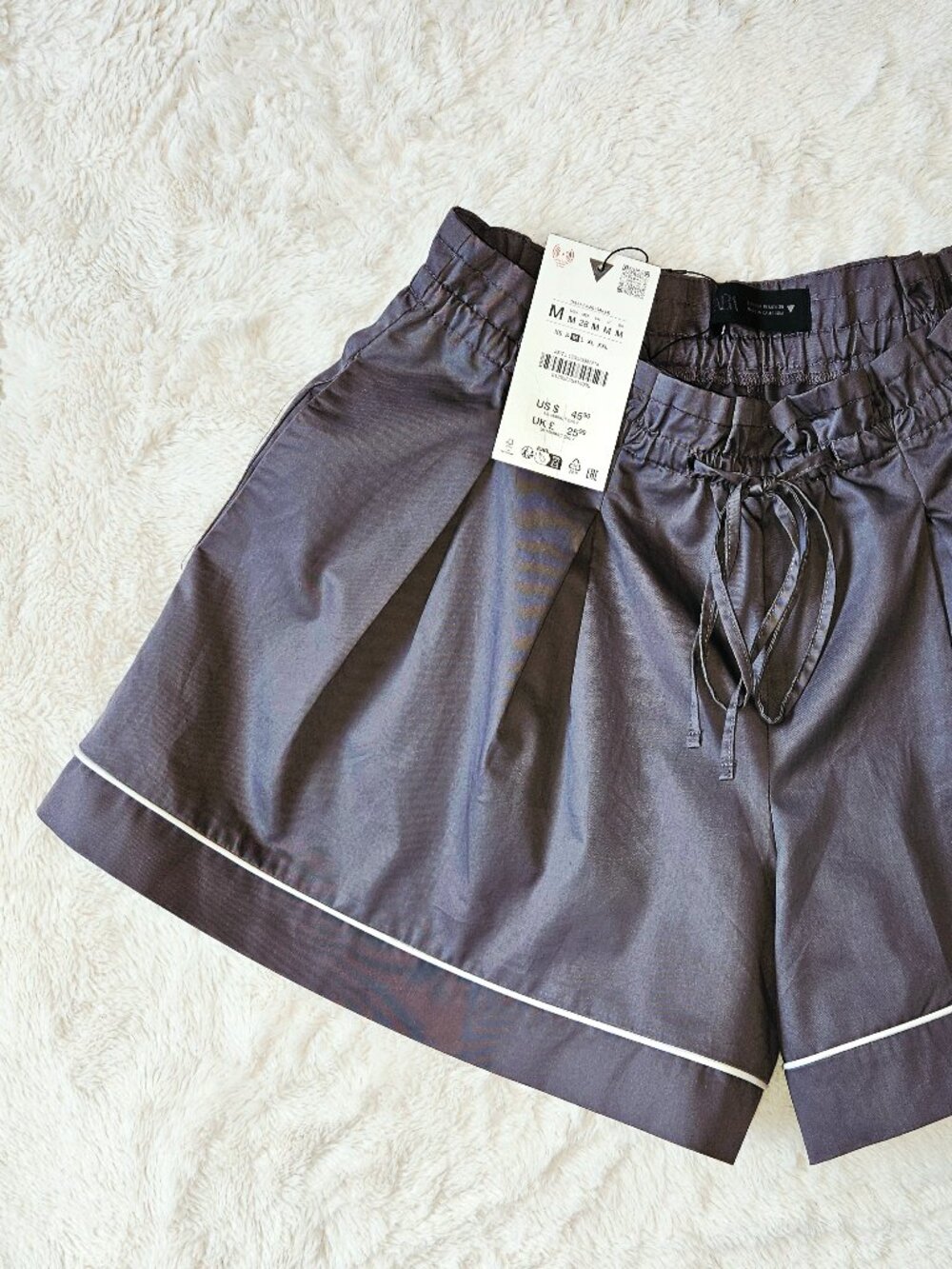 NWT Zara Women's Piping Detail Volume Shorts Washed Petrol 1255/535/414 Size M - Picture 3 of 9